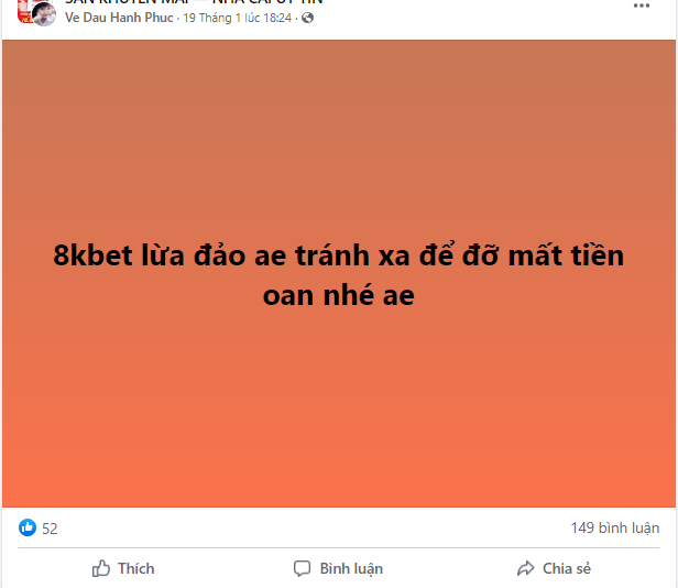 Bài viết cảnh báo nhà cái 8KBet lừa đảo