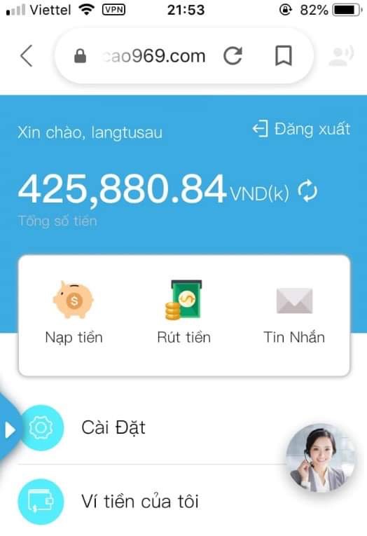 Minh chứng trong ví tài khoản