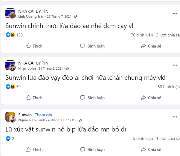 Các bài viết khác tố cáo trang cược Sunwin lừa đảo